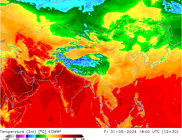 Sıcaklık Haritası (2m) ECMWF Cu 31.05.2024 18 UTC