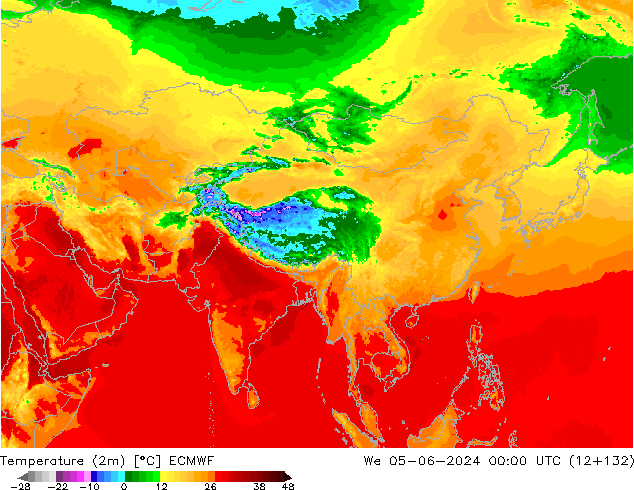 Temperature (2m) ECMWF St 05.06.2024 00 UTC