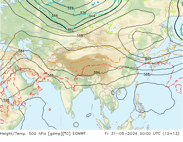 Height/Temp. 500 гПа ECMWF пт 31.05.2024 00 UTC