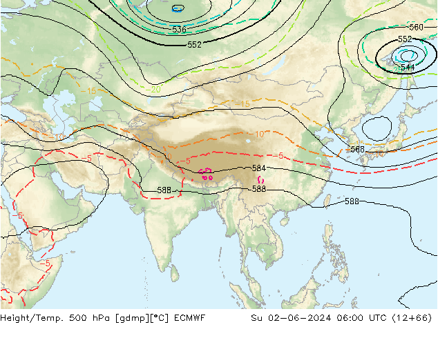 Height/Temp. 500 hPa ECMWF  02.06.2024 06 UTC