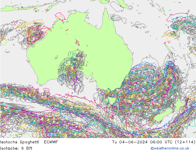 Isotachen Spaghetti ECMWF di 04.06.2024 06 UTC