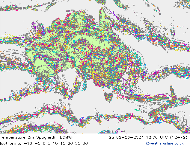 Temperature 2m Spaghetti ECMWF Ne 02.06.2024 12 UTC