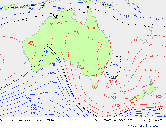 pressão do solo ECMWF Dom 02.06.2024 12 UTC