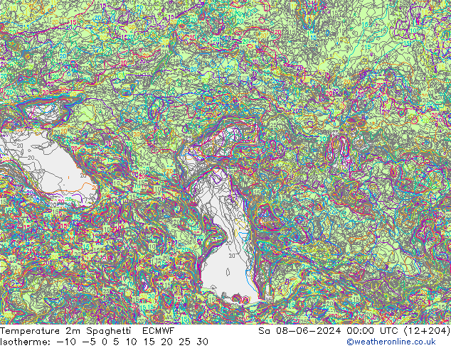 Temperaturkarte Spaghetti ECMWF Sa 08.06.2024 00 UTC