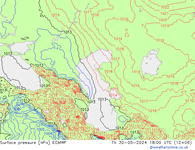 Bodendruck ECMWF Do 30.05.2024 18 UTC