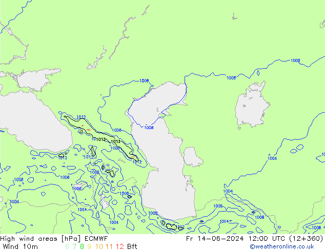 High wind areas ECMWF Fr 14.06.2024 12 UTC