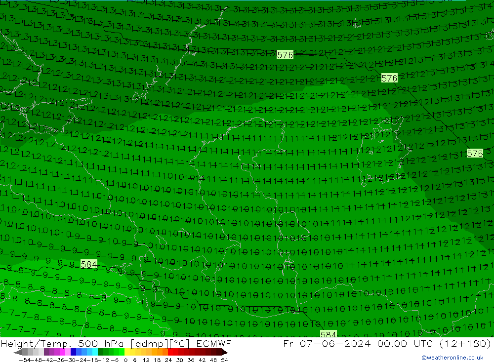 Height/Temp. 500 hPa ECMWF Fr 07.06.2024 00 UTC