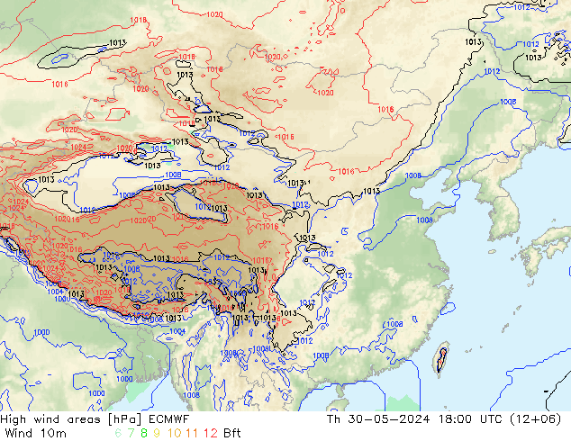 yüksek rüzgarlı alanlar ECMWF Per 30.05.2024 18 UTC