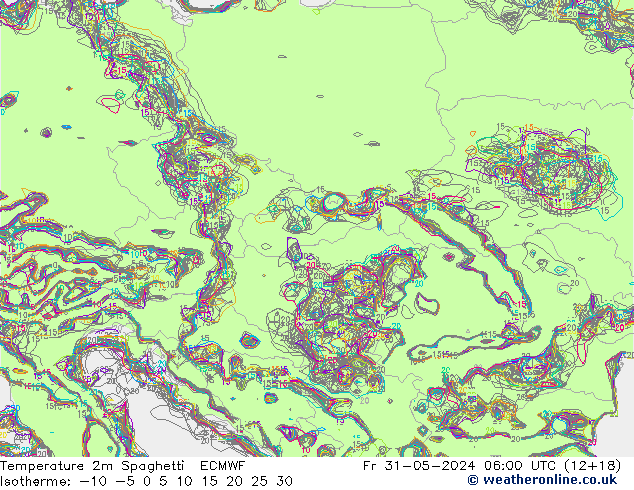 Sıcaklık Haritası 2m Spaghetti ECMWF Cu 31.05.2024 06 UTC