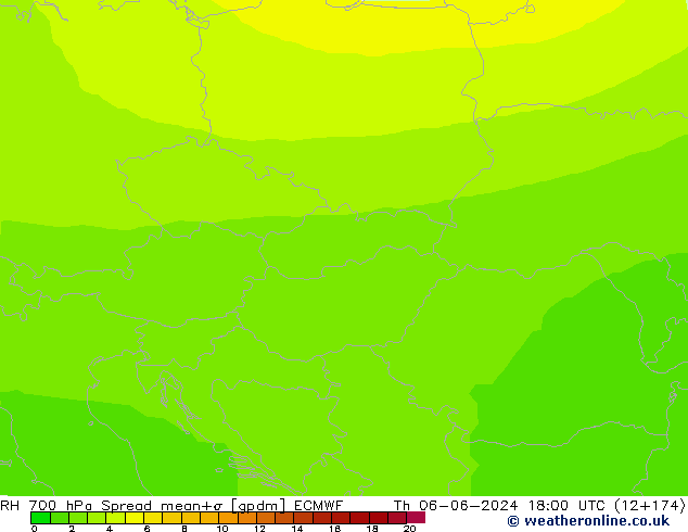Humidité rel. 700 hPa Spread ECMWF jeu 06.06.2024 18 UTC
