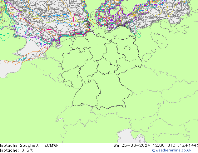 Izotacha Spaghetti ECMWF śro. 05.06.2024 12 UTC
