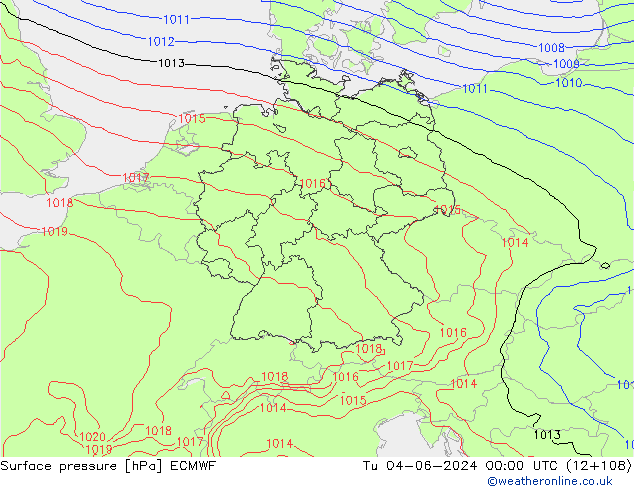 Pressione al suolo ECMWF mar 04.06.2024 00 UTC