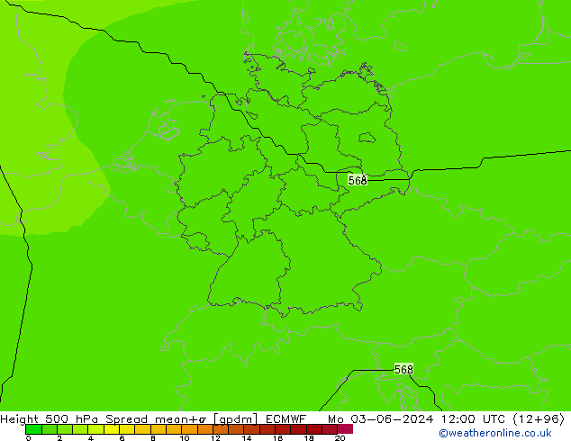 Height 500 hPa Spread ECMWF  03.06.2024 12 UTC