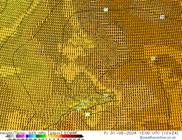 Height/Temp. 925 hPa ECMWF  31.05.2024 12 UTC