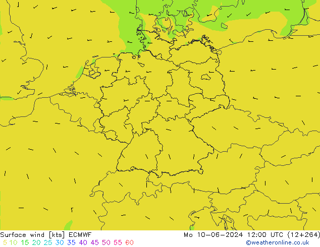 Viento 10 m ECMWF lun 10.06.2024 12 UTC