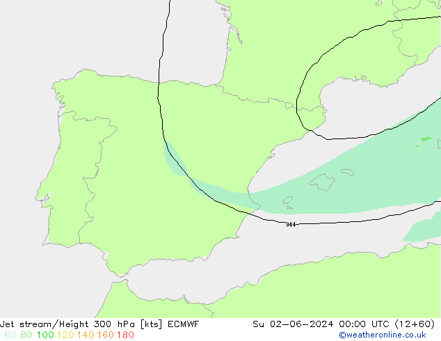 Straalstroom ECMWF zo 02.06.2024 00 UTC