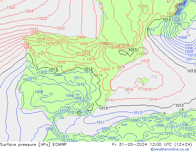 ciśnienie ECMWF pt. 31.05.2024 12 UTC