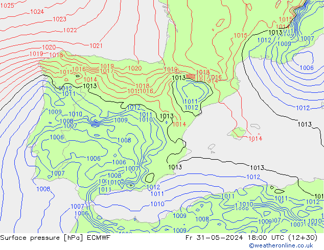 ciśnienie ECMWF pt. 31.05.2024 18 UTC