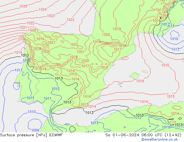 ciśnienie ECMWF so. 01.06.2024 06 UTC