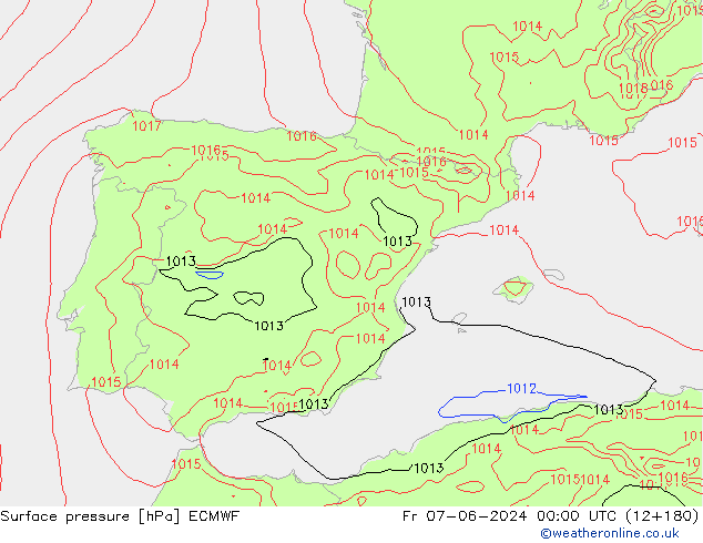 Atmosférický tlak ECMWF Pá 07.06.2024 00 UTC