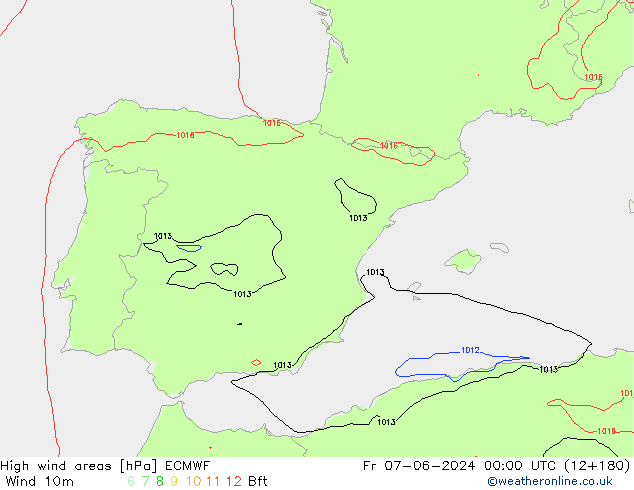 High wind areas ECMWF Sex 07.06.2024 00 UTC