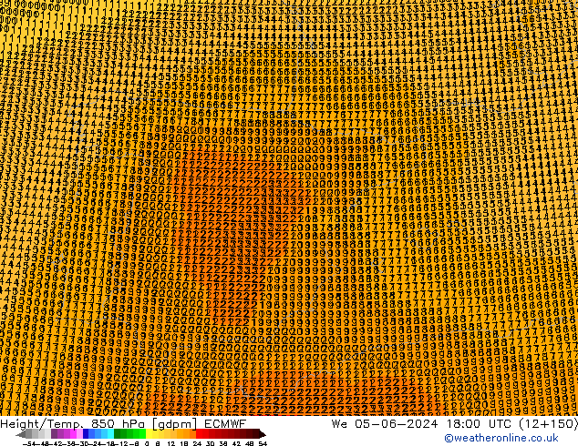 Yükseklik/Sıc. 850 hPa ECMWF Çar 05.06.2024 18 UTC