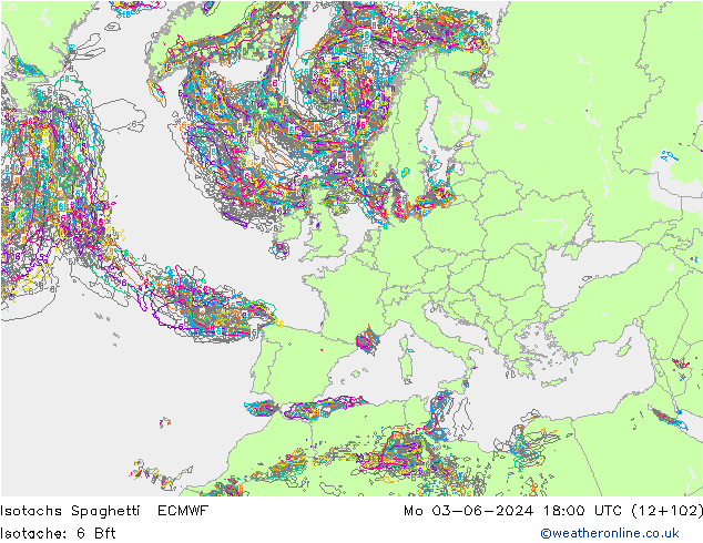 Isotachs Spaghetti ECMWF Mo 03.06.2024 18 UTC