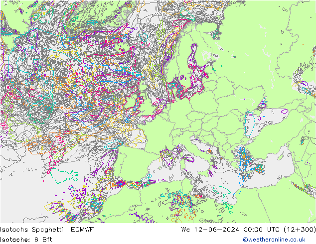 Isotachs Spaghetti ECMWF St 12.06.2024 00 UTC