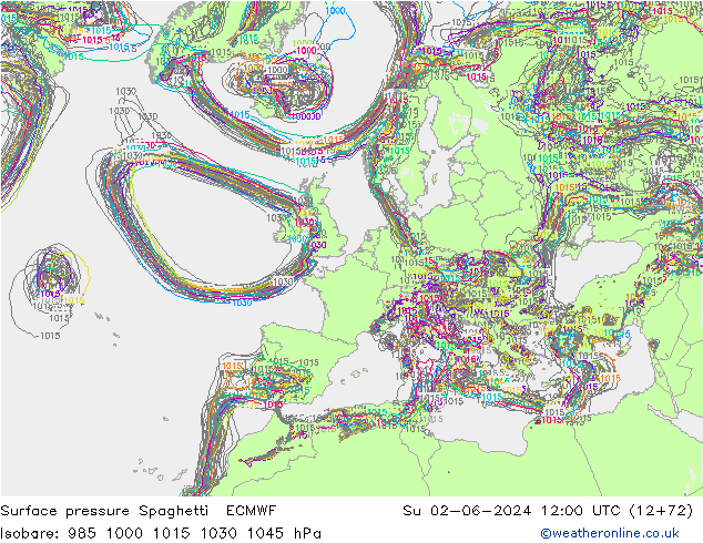 ciśnienie Spaghetti ECMWF nie. 02.06.2024 12 UTC