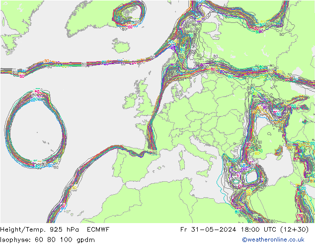Height/Temp. 925 hPa ECMWF ven 31.05.2024 18 UTC