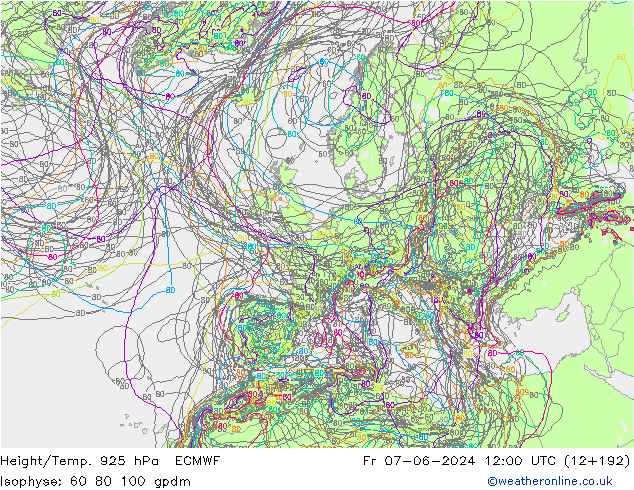 Height/Temp. 925 hPa ECMWF Fr 07.06.2024 12 UTC