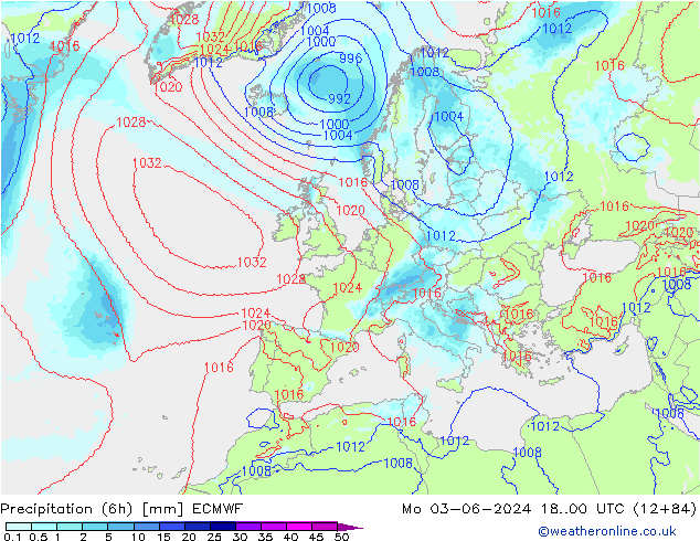 Nied. akkumuliert (6Std) ECMWF Mo 03.06.2024 00 UTC