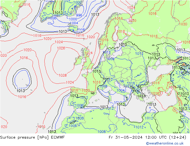 Pressione al suolo ECMWF ven 31.05.2024 12 UTC