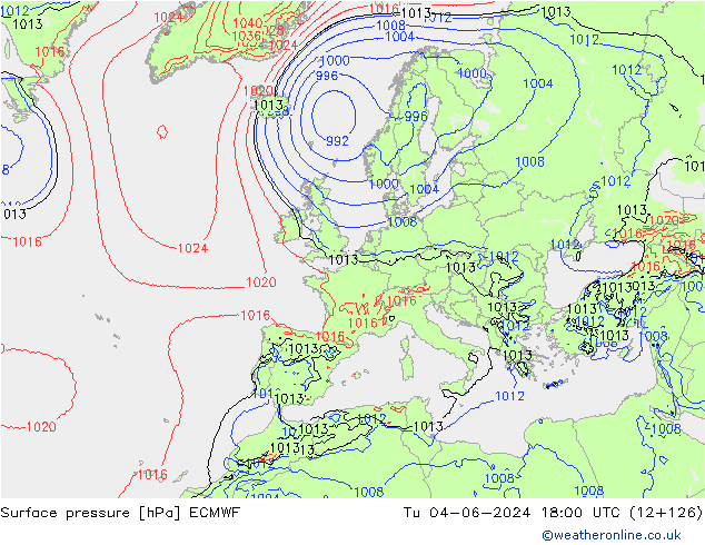 pressão do solo ECMWF Ter 04.06.2024 18 UTC