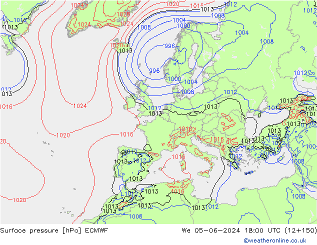 Bodendruck ECMWF Mi 05.06.2024 18 UTC