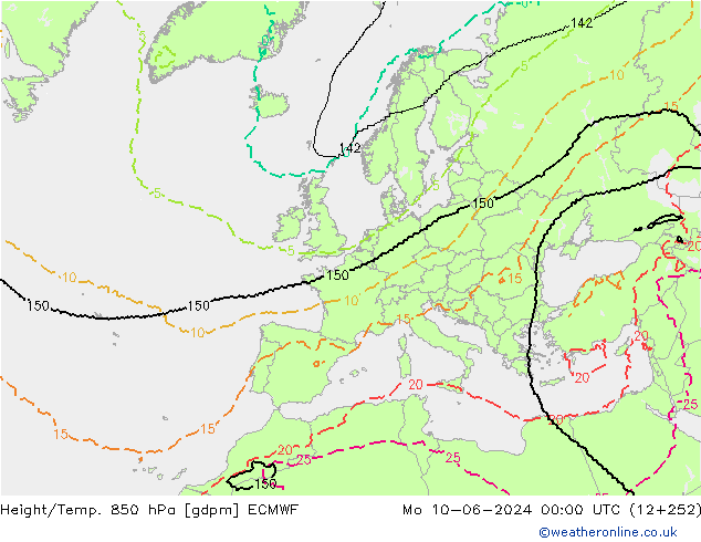 Height/Temp. 850 hPa ECMWF Seg 10.06.2024 00 UTC
