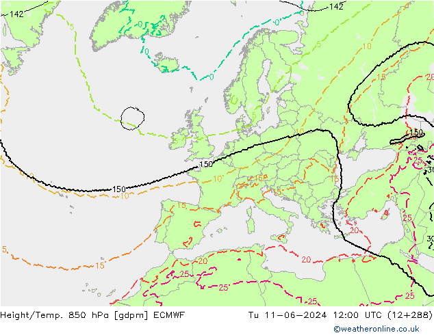 Height/Temp. 850 hPa ECMWF mar 11.06.2024 12 UTC