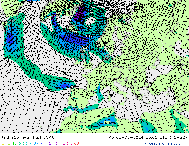 Wind 925 hPa ECMWF Mo 03.06.2024 06 UTC