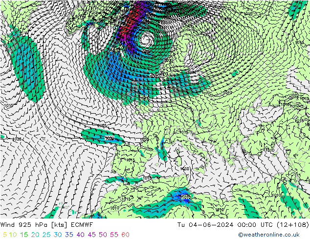 Vento 925 hPa ECMWF Ter 04.06.2024 00 UTC