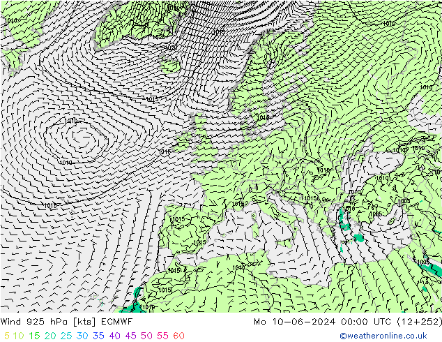 Wind 925 hPa ECMWF Mo 10.06.2024 00 UTC