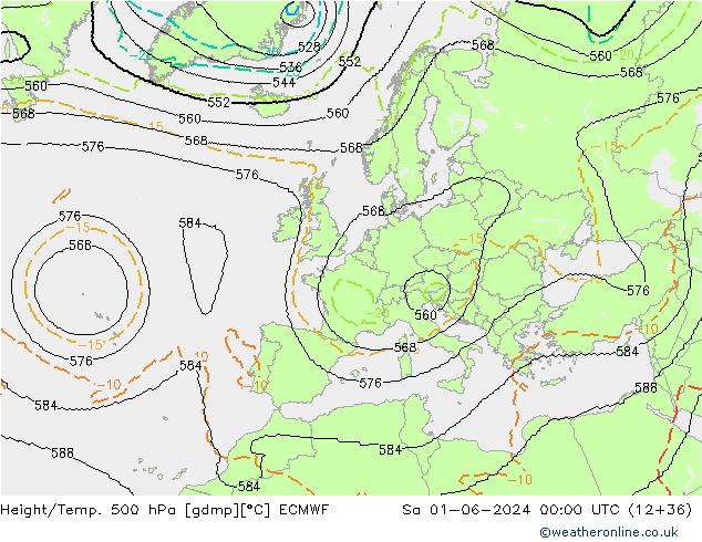 Yükseklik/Sıc. 500 hPa ECMWF Cts 01.06.2024 00 UTC