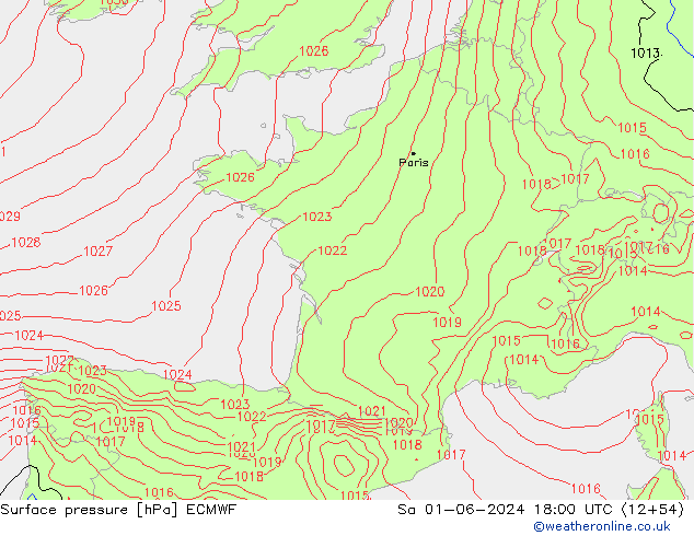 pression de l'air ECMWF sam 01.06.2024 18 UTC