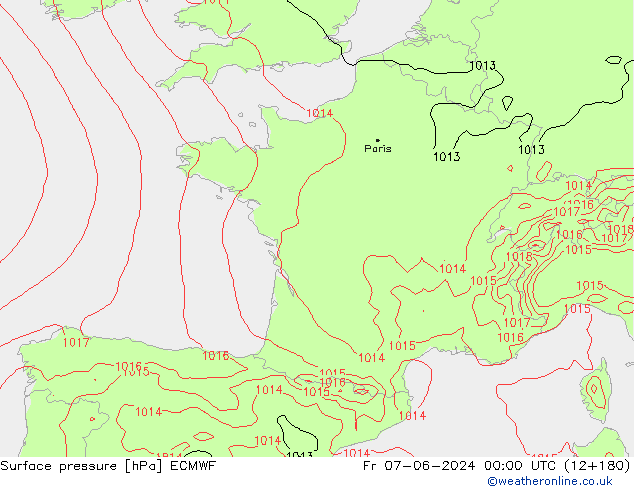 Pressione al suolo ECMWF ven 07.06.2024 00 UTC