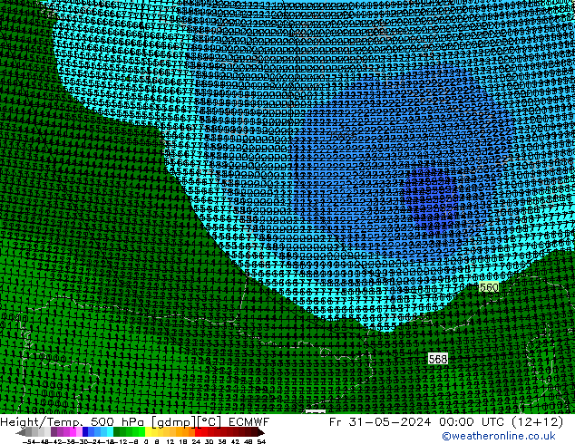Height/Temp. 500 hPa ECMWF ven 31.05.2024 00 UTC