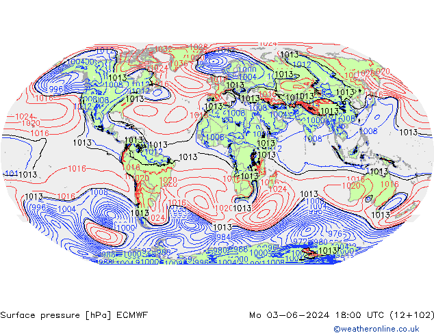 Surface pressure ECMWF Mo 03.06.2024 18 UTC