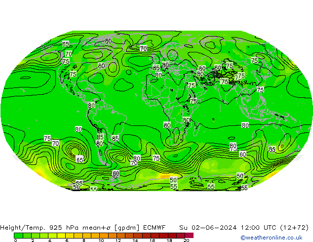 Height/Temp. 925 hPa ECMWF Su 02.06.2024 12 UTC