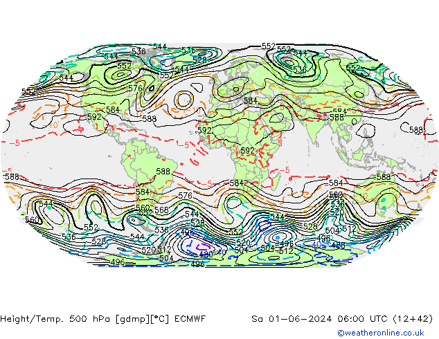 Géop./Temp. 500 hPa ECMWF sam 01.06.2024 06 UTC