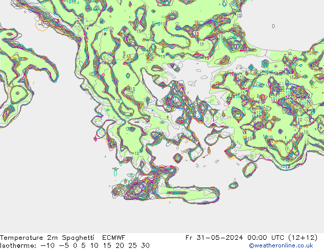 mapa temperatury 2m Spaghetti ECMWF pt. 31.05.2024 00 UTC