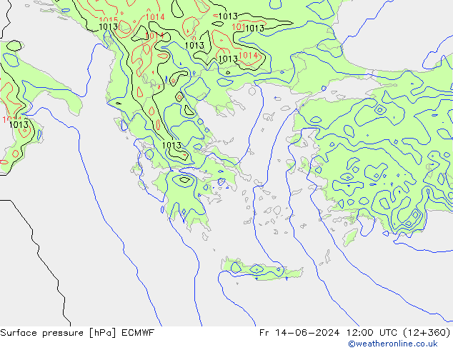 Atmosférický tlak ECMWF Pá 14.06.2024 12 UTC