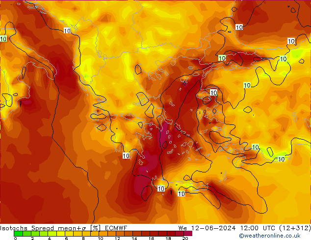 Isotachs Spread ECMWF We 12.06.2024 12 UTC